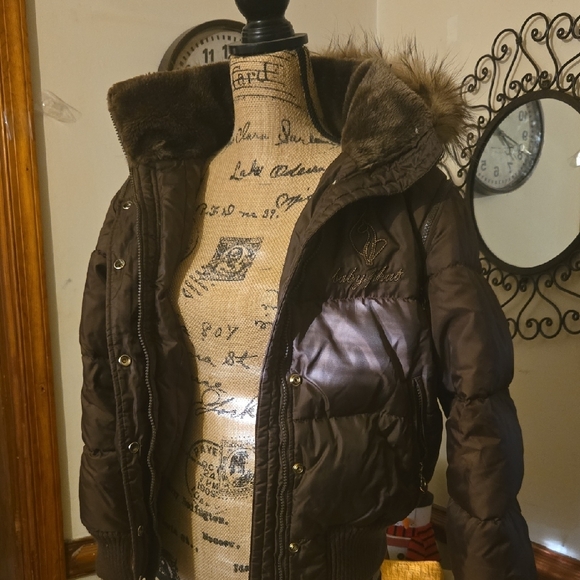 Baby Phat Chocolate Puffer Jacket with Fur Hood - Picture 10 of 14